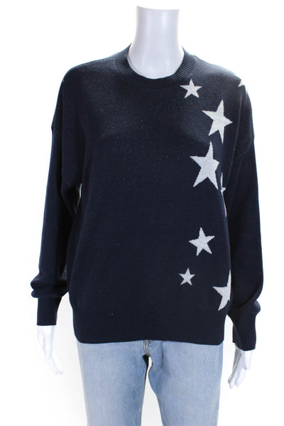 Spiritual Gangster Womens Cotton Geometric Glitter Print Sweater Navy Size XS
