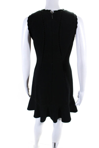 Rebecca Taylor Womens Black Textured Crew Neck Sleeveless Shift Dress Size 0