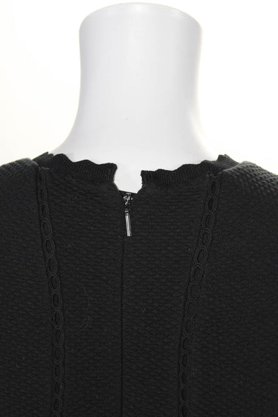 Rebecca Taylor Womens Black Textured Crew Neck Sleeveless Shift Dress Size 0
