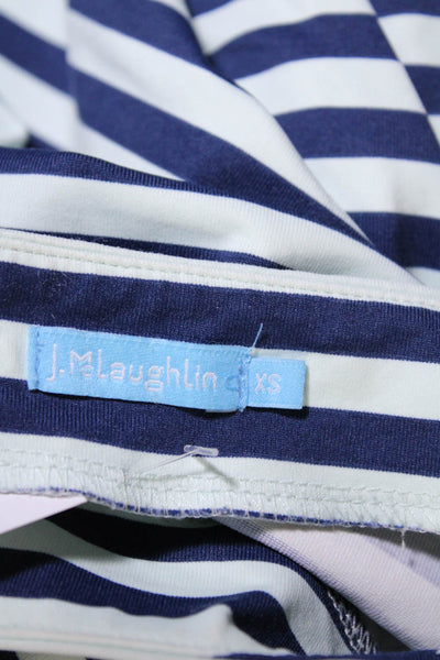 J. Mclaughlin Womens Blue Green Striped Boat Neck Long Sleeve Blouse Top Size XS
