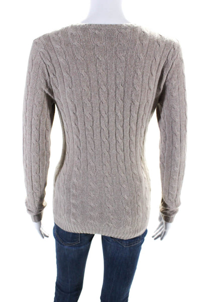 Ralph Lauren Black Label Womens Brown Cashmere Cable Knit Sweater Top Size S