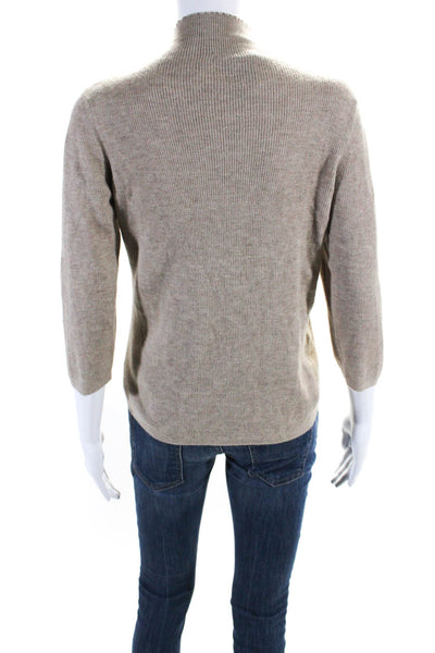 Akris x Bergdorf Goodman Womens Brown Cashmere Turtleneck Sweater Top Size 14