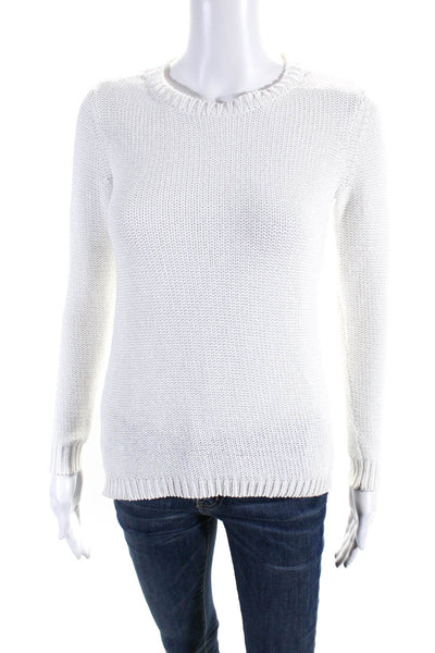 J. Mclaughlin Womens White Cotton Crew Neck Long Sleeve Sweater Top Size XS