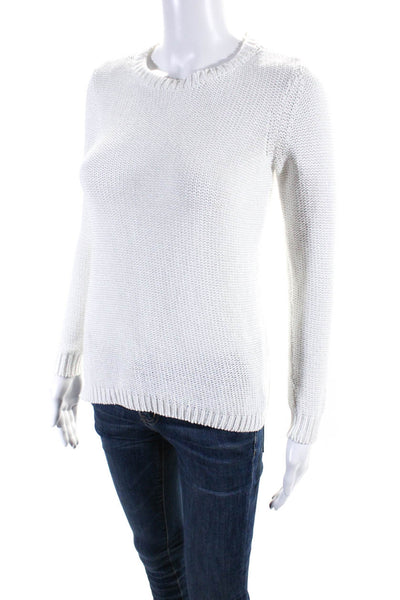 J. Mclaughlin Womens White Cotton Crew Neck Long Sleeve Sweater Top Size XS