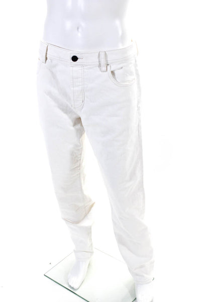 Standard James Perse Mens Cotton Button Straight Casual Pants White Size 36