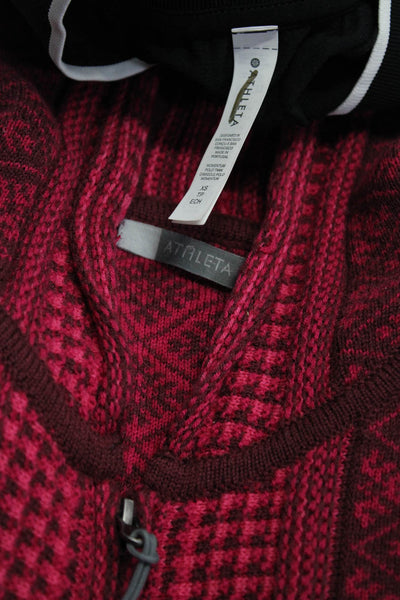 Athleta Womens Wool Long Sleeve Double Zip Hooded Sweater Pink Size XS Lot 2