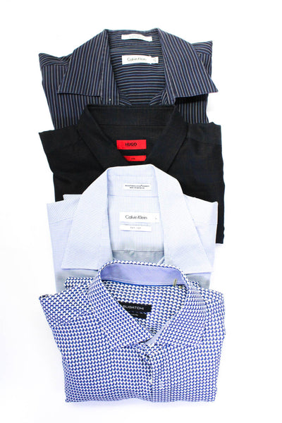 Calvin Klein Hugo Hugo Boss Bugatchi Mens Navy Dress Shirt Size 16 L  XL lot 4