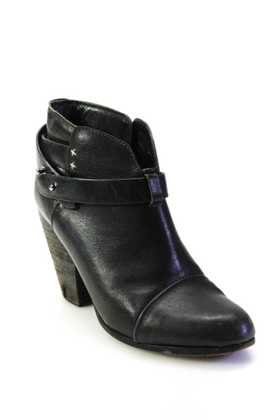 Rag & Bone Womens Leather Strappy High Block Heeled Ankle Booties Black Size 8