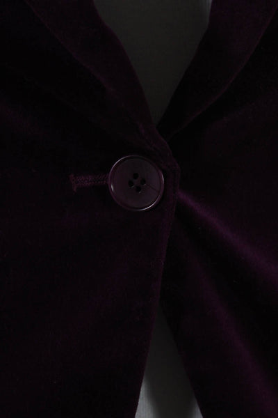 Theory Womens Cotton Velvet Single Vented One Button Blazer Plum Purple Size 00