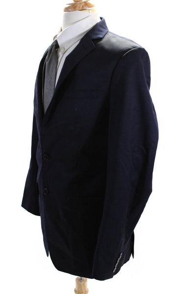 Calvin Klein Mens Wool Darted Collared Button Long Sleeve Blazer Blue Size EUR40
