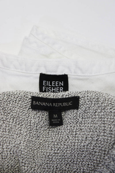 Banana Republic Eileen Fisher Womens Woven Tank Tops Gray White Size M Lot 2