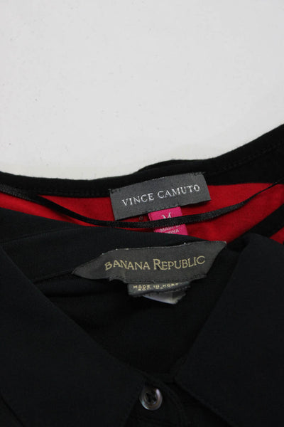 Vince Camuto Banana Republic Womens Long Sleeved Shirts Red Black Size M Lot 2
