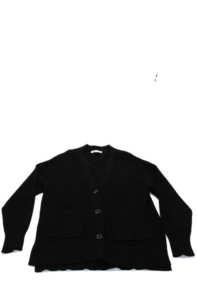 Zara Womens Long Sleeve Sweater Cardigan Button Up Top Black Ivory Size M Lot 2