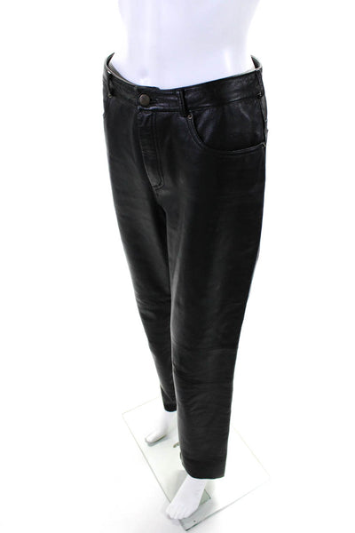 Eileen Fisher Womens Coated Denim Zip Up Straight Leg Pants Black Size 6P