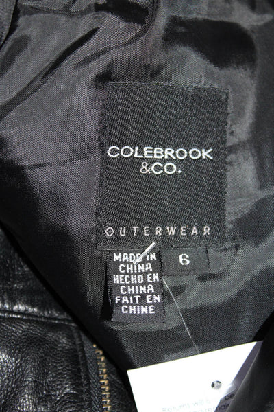 Colebrook Womens Leather High Rise Straight Leg Pants Trousers Black Size 6