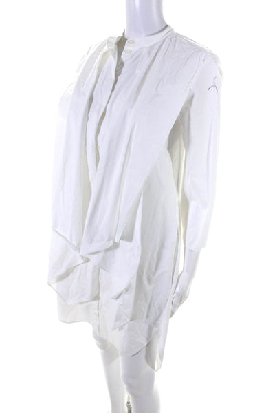 COS Women's Long Sleeves Button Down Asymmetrical Mini Shirt Dress White Size 6