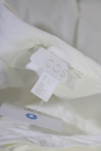 COS Women's Long Sleeves Button Down Asymmetrical Mini Shirt Dress White Size 6