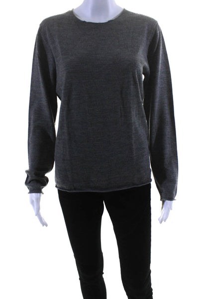 Zadig Womens Merino Wool Skull Elbow Long Sleeve Knit Shirt Heather Gray Size M