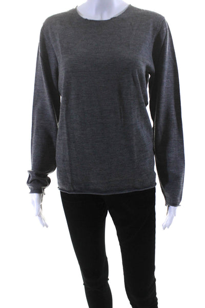 Zadig Womens Merino Wool Skull Elbow Long Sleeve Knit Shirt Heather Gray Size M