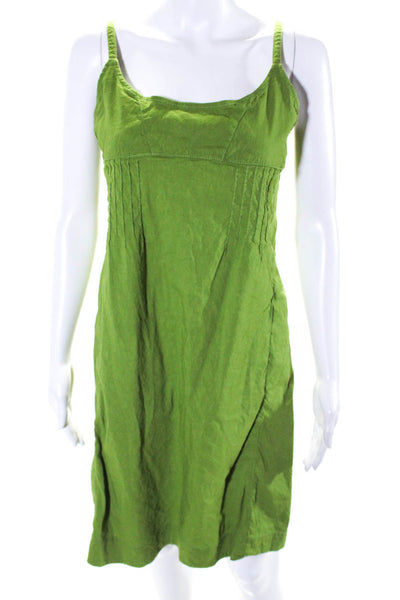 Eileen Fisher Womens Linen Blend Round Neck Sleeveless Mini Dress Green Size S