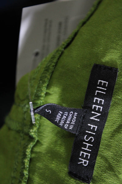 Eileen Fisher Womens Linen Blend Round Neck Sleeveless Mini Dress Green Size S