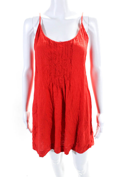 Eileen Fisher Womens Linen Scoop Neck Sleeveless Mini Dress Red Size PS
