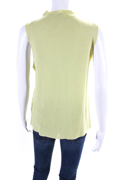 Eileen Fisher Womens Knit High Neck Sleeveless Pullover Blouse Top Green Size M