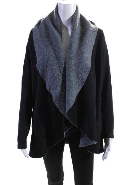 Drew Womens Fleece Lined Knit Long Open Front Waterfall Jacket Gray Size Small