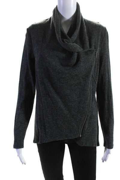 ABS by Allen Schwartz Womens Asymmetrical Waterfall Knit Jacket Gray Size XS