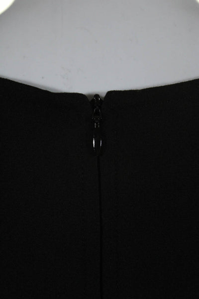 Shoshanna Womens Pleated Round Neck Short Sleeve Zip Up Dress Black Size 6
