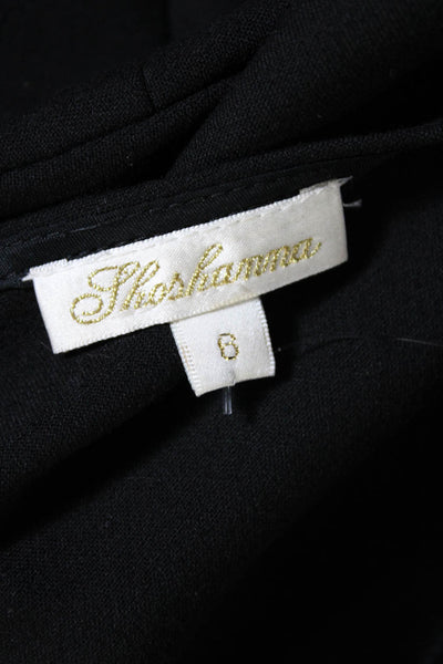 Shoshanna Womens Pleated Round Neck Short Sleeve Zip Up Dress Black Size 6