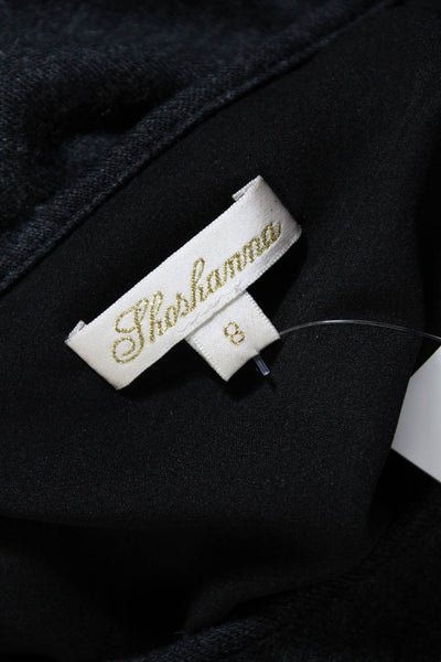 Shoshanna Womens Wool Blend Stretch Asymmetrical Long Sleeve Dress Gray Size 8