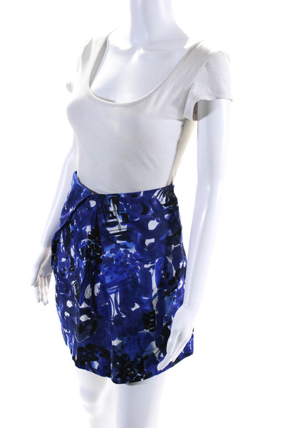 Marni Womens Blue Cotton Abstract Print Knee Length Pencil Skirt Size 38