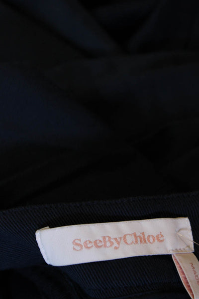 See by Chloe Womens Blue Cotton Drawstring High Rise Crop Pants Size 38