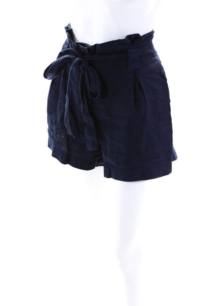 L'Agence Womens Navy Linen Belt High Rise Casual Shorts Size 27