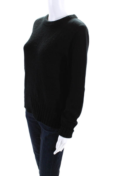 Allude Womens Cashmere Round Neck Long Sleeve Pullover Sweater Top Black Size L