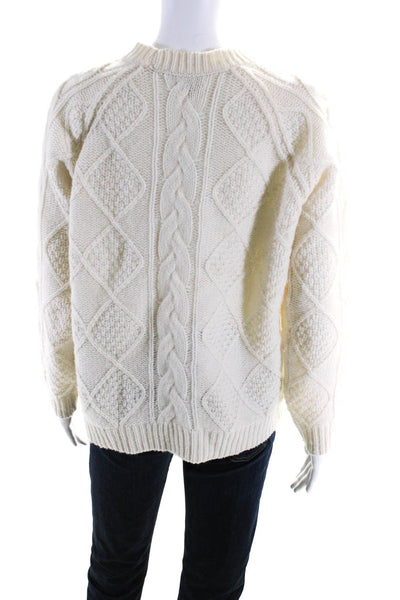Allude Womens Wool Cable Knit Long Sleeve Pullover Sweater Beige Size XS