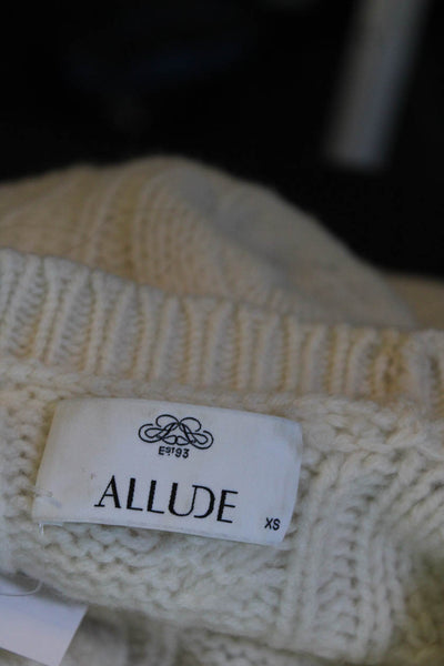 Allude Womens Wool Cable Knit Long Sleeve Pullover Sweater Beige Size XS