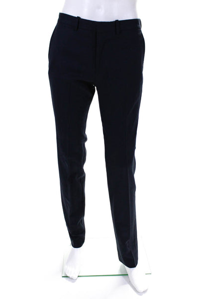 Theory Mens Creased Slim Leg Dress Marlo Ostro Trousers Navy Blue Wool Size 31