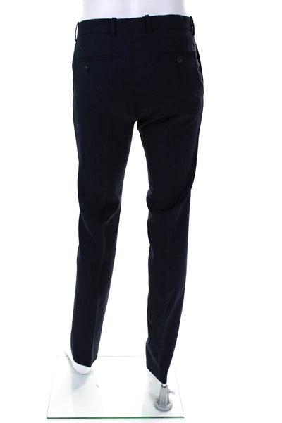 Theory Mens Creased Slim Leg Dress Marlo Ostro Trousers Navy Blue Wool Size 31