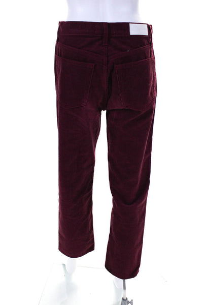 Madhappy Womens Button Up Corduroy Pants Burgundy Red Cotton Size 28