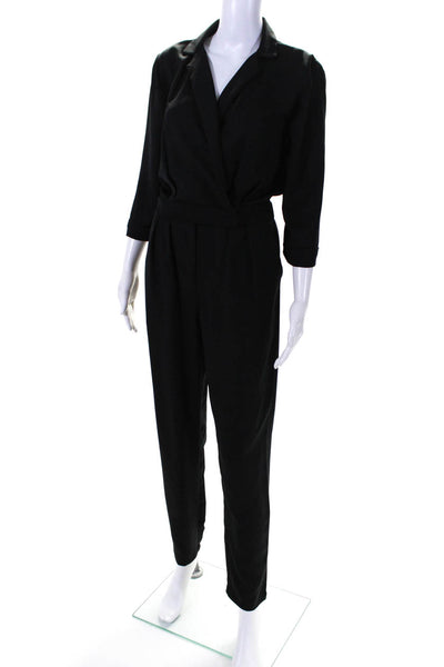 W118 By Walter Baker Womens Collared Long Sleeve Skinny Jumpsuit Black Size S
