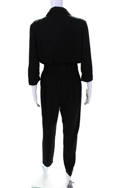 W118 By Walter Baker Womens Collared Long Sleeve Skinny Jumpsuit Black Size S