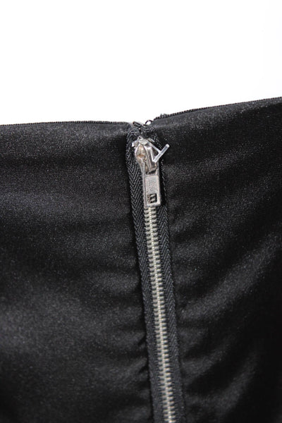 Yumi Kim Womens Pleated Side Slit Zip Up Midi Strapless Dress Black Size S