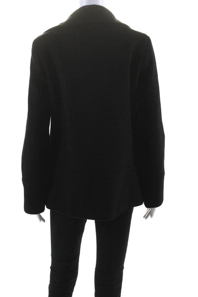 Calvin Klein Womens Wool Blend Collared Long Sleeve Zip Up Jacket Black Size S