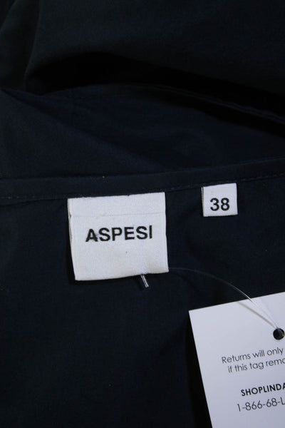 Aspesi Womens Boat Neck Sleeveless Zip Up Fit + Flare Dress Navy Size 38