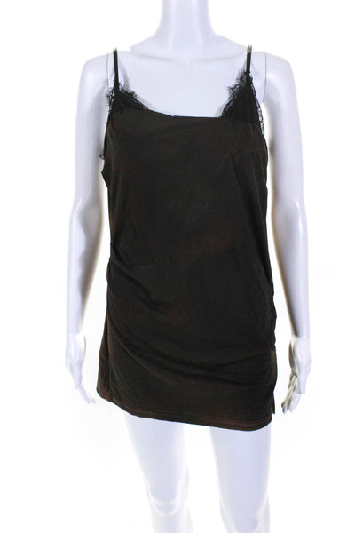 ACNE Studios Womens Lace Satin Bra Knit Mini Sheath Dress Black Brown Size Large