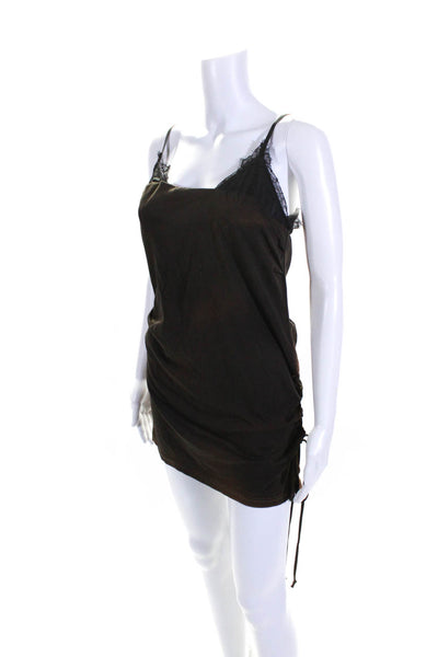 ACNE Studios Womens Lace Satin Bra Knit Mini Sheath Dress Black Brown Size Large