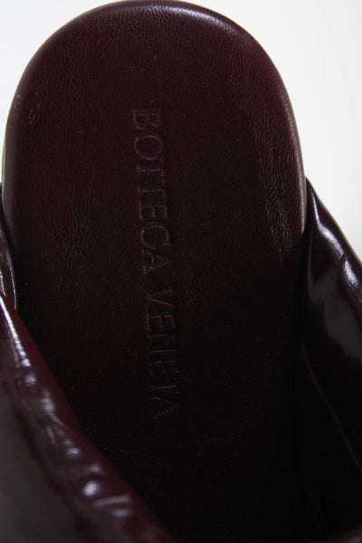 Bottega Veneta Womens Lambskin Leather Cushion Slides Sandals Maroon Size 36 6