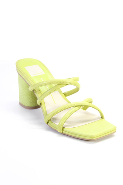 Dolce Vita Womens Block Heel Strappy Mules Sandals Light Green Leather Size 7